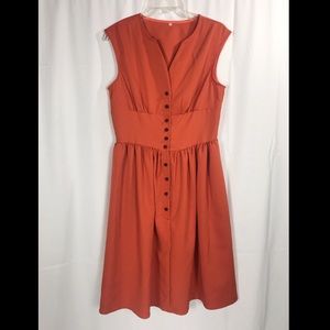 Retro Orange Sleeveless Swing Dress  Medium